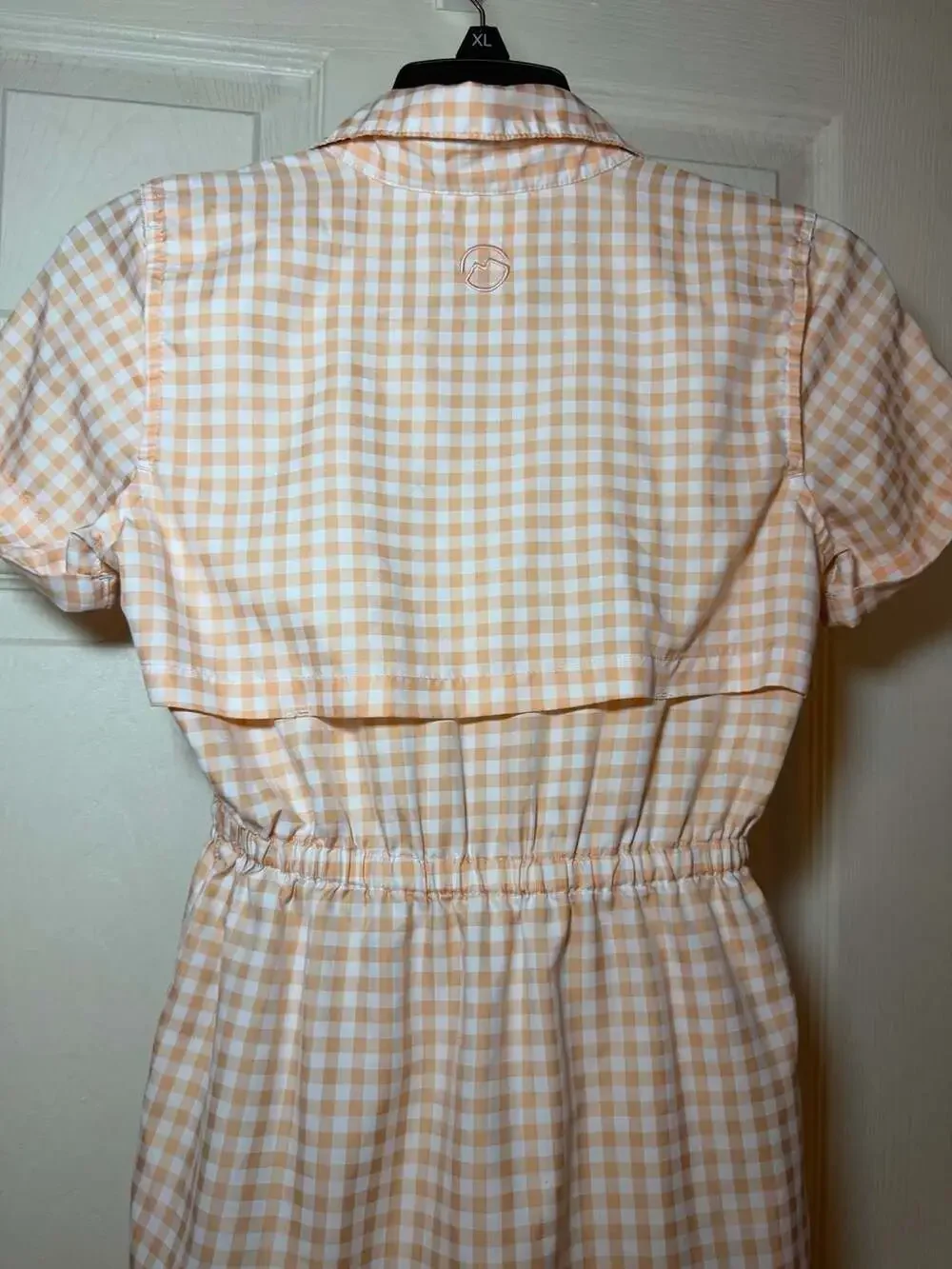 Magellan Outdoors Girls Peach Gingham Short Sleeve Button-Front Shirt Dress